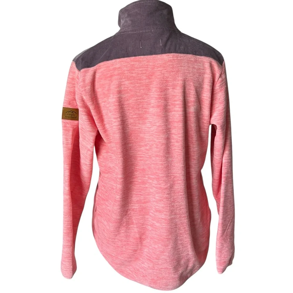 Simply Southern SimplyCordy Half-Zip Sweatshirt in Coral & Purple S - Picture 3 of 11